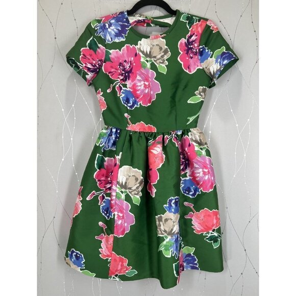 Kate Spade Green Stelli Floral Short Sleeve Dress $398 - Picture 6 of 14